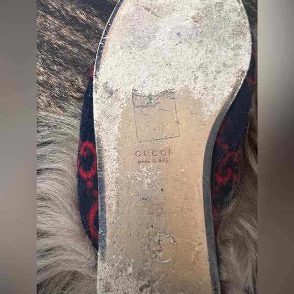 SOLD!! GUCCI DOUBLE GG WOOL/SHEARLING FUR MULE/SHOES/SLIDE - Picture 9 of 9